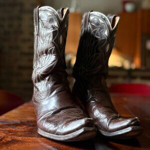 Vintage Acme Western Cowboy Boots Turquoise Stitching (Fit Womens 10-10.5)